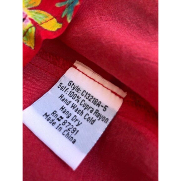 Johnny Was Red Floral Top Drop Tie Tassels Rayon Tunic Boho Women's Medium EUC - Picture 9 of 9